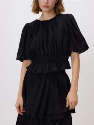 Reserved - Bluzka z bufkami - czarny