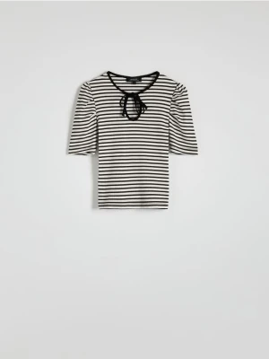 Reserved - Bluzka z bufkami - granatowy