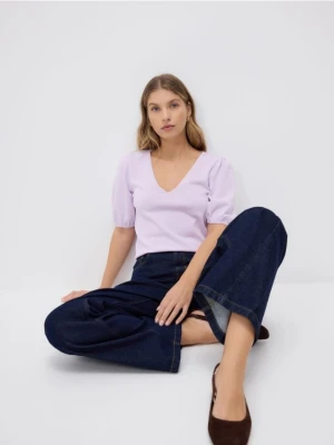 Reserved - Bluzka z bufkami - lawendowy