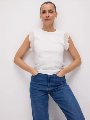 Reserved - Bluzka z dekoracyjną wstawką - biały