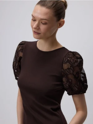 Reserved - Bluzka z dodatkiem modalu - ciemnobrązowy