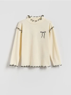 Reserved - Bluzka z dodatkiem wiskozy - złamana biel