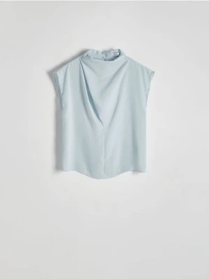 Reserved - Bluzka z drapowaniem - jasnoturkusowy