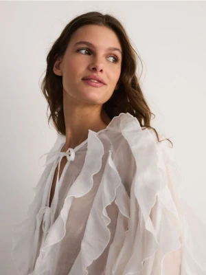 Reserved - Bluzka z falbanami - biały