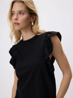 Reserved - Bluzka z falbanami - czarny
