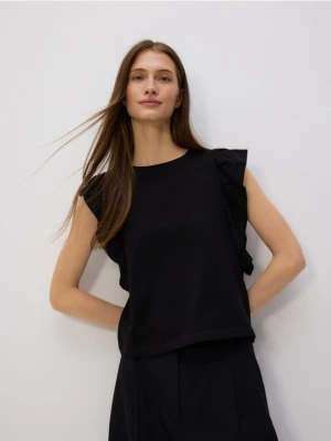 Reserved - Bluzka z falbanami - czarny