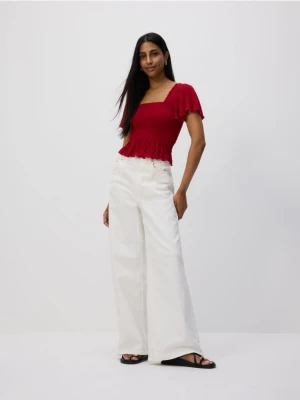 Reserved - Bluzka z falbanami - czerwony