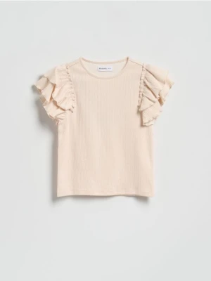 Reserved - Bluzka z falbanami - pastelowy róż