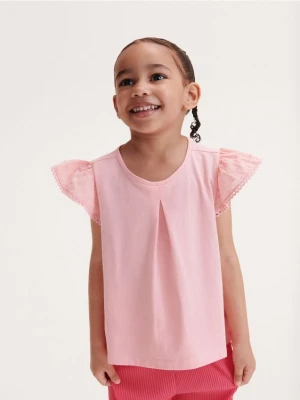 Reserved - Bluzka z falbanami - różowy