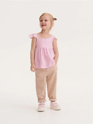 Reserved - Bluzka z falbanami - różowy