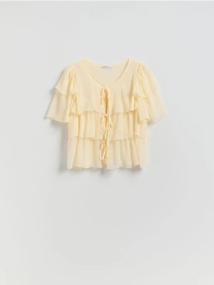 Reserved - Bluzka z falbanami - złamana biel