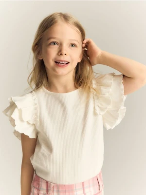 Reserved - Bluzka z falbanami - złamana biel