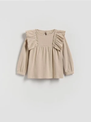 Reserved - Bluzka z falbanką - beżowy
