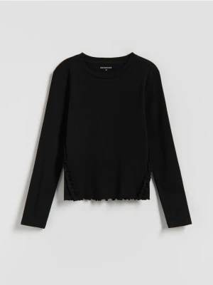 Reserved - Bluzka z falbanką - czarny