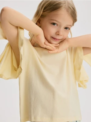 Reserved - Bluzka z falbanką - jasnożółty