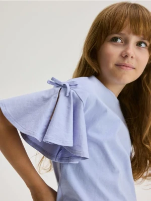 Reserved - Bluzka z falbanką - lawendowy