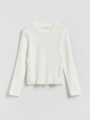 Reserved - Bluzka z falbanką - złamana biel