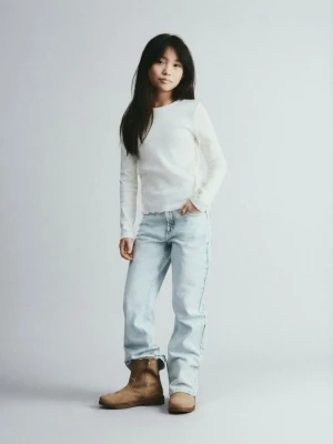 Reserved - Bluzka z falbanką - złamana biel