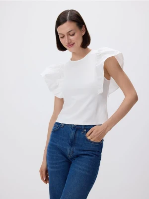 Reserved - Bluzka z falbankami - biały
