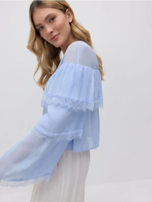 Reserved - Bluzka z falbankami - jasnoniebieski