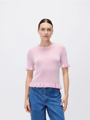 Reserved - Bluzka z falbankami - pastelowy róż