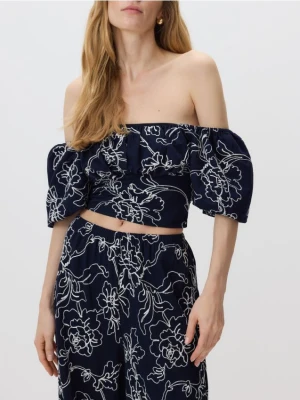 Reserved - Bluzka z haftem - granatowy