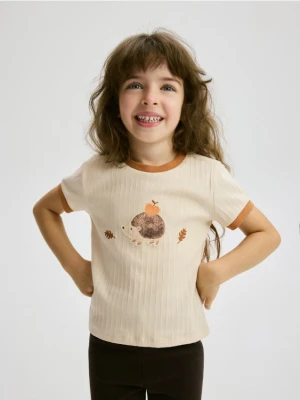 Reserved - Bluzka z haftem - kremowy