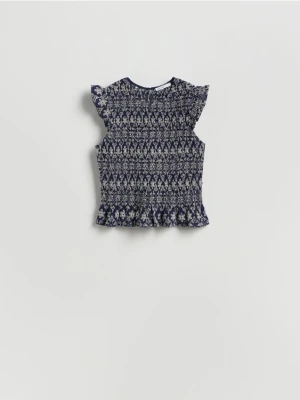 Reserved - Bluzka z haftowanym wzorem - granatowy