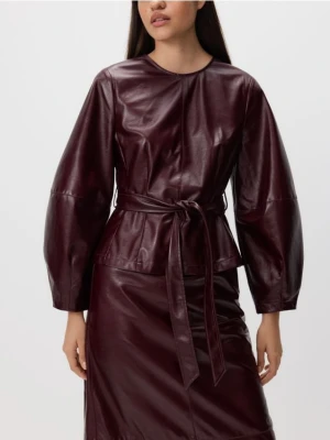 Reserved - Bluzka z imitacji skóry - bordowy