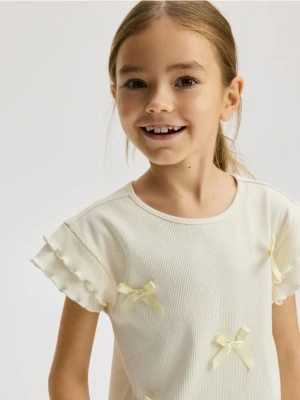 Reserved - Bluzka z kokardkami - jasnożółty