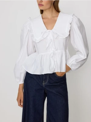 Reserved - Bluzka z kołnierzem - biały