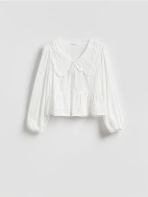 Reserved - Bluzka z kołnierzem - biały