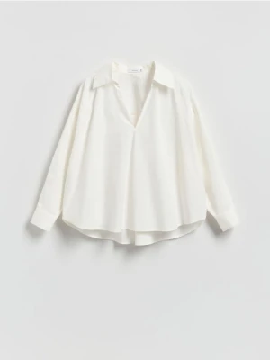 Reserved - Bluzka z kołnierzem - biały