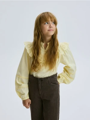 Reserved - Bluzka z kołnierzem - jasnożółty