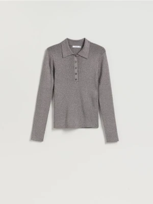 Reserved - Bluzka z kołnierzykiem - ciemnoszary