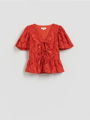 Reserved - Bluzka z koronką - intenstywna czerwień