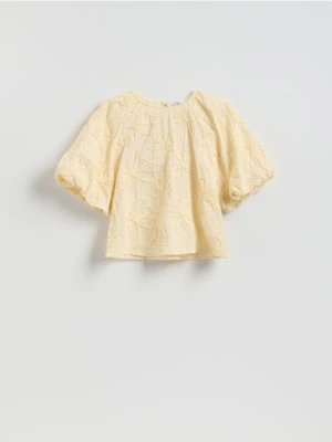 Reserved - Bluzka z kwiatowym motywem - jasnożółty