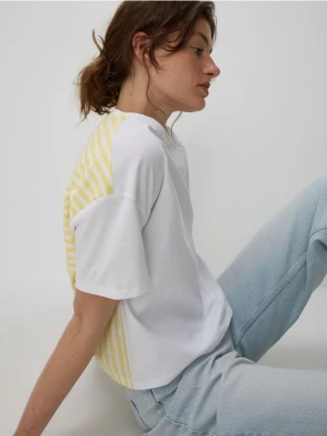 Reserved - Bluzka z łączonych tkanin - jasnożółty