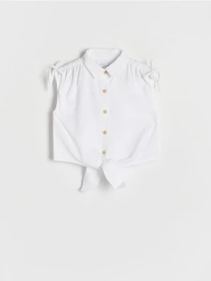 Reserved - Bluzka z lnem - biały