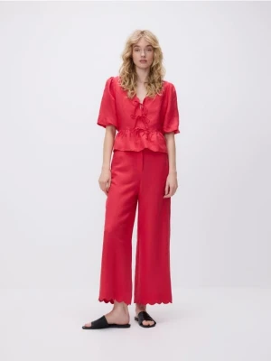 Reserved - Bluzka z lnem - czerwony