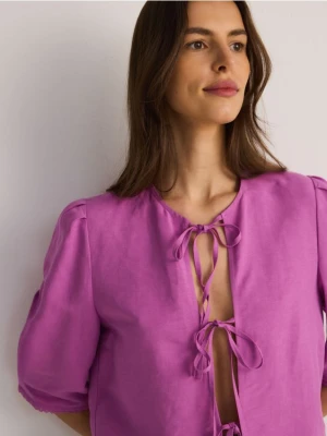 Reserved - Bluzka z lnem - fioletowy