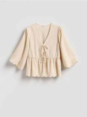 Reserved - Bluzka z lyocellem - beżowy