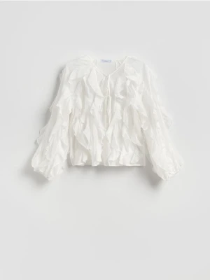 Reserved - Bluzka z lyocellem - biały