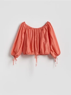 Reserved - Bluzka z lyocellem - koralowy