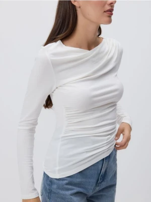 Reserved - Bluzka z marszczeniami - złamana biel