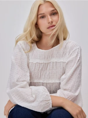 Reserved - Bluzka z marszczeniami - złamana biel