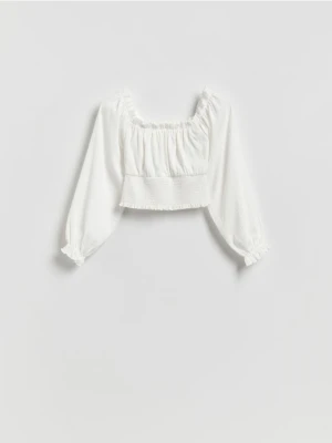 Reserved - Bluzka z marszczeniem - biały