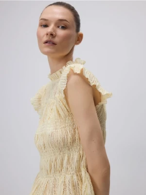 Reserved - Bluzka z marszczeniem - jasnożółty