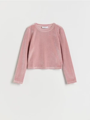 Reserved - Bluzka z metaliczną nitką - brudny róż