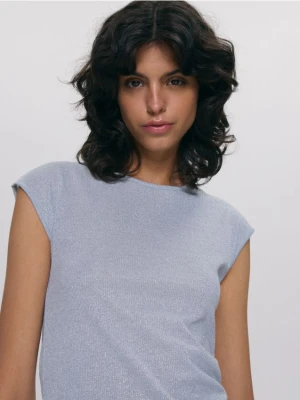 Reserved - Bluzka z metalicznym efektem - jasnoniebieski